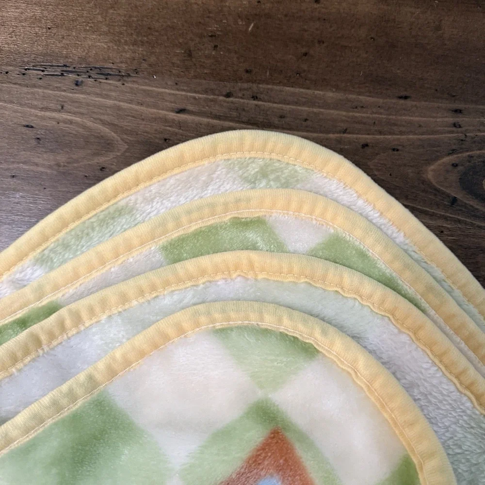Vtg Nova Tex Baby Blanket Turtle Fish Mushrooms Rare HTF Plush Soft Crib‎